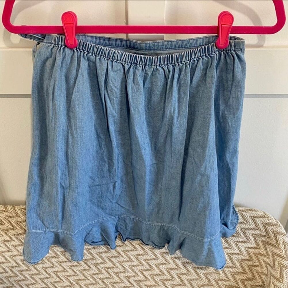 J. Crew Mercantile Women's Chambray Faux Wrap Mini Skirt Size Small - Picture 6 of 10